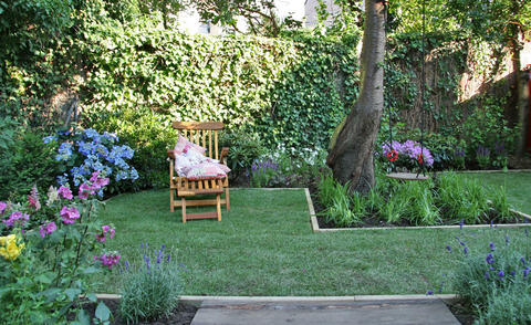 Garden space with deck chair