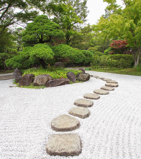 Zen garden with stepping stones
